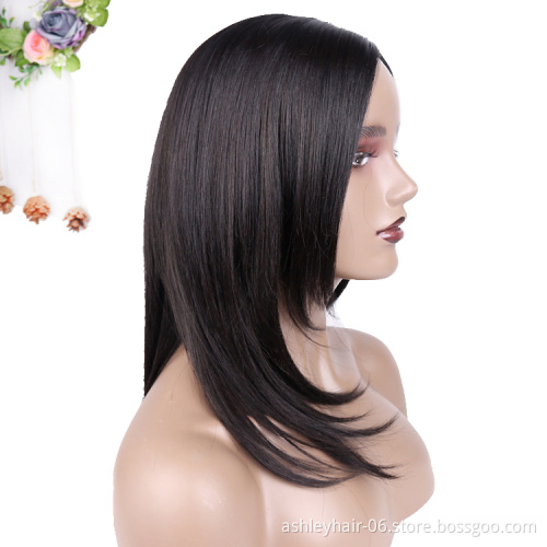 Kanekalon Heat Wigs Premium Straight Yaki Long Black High Temperature Synthetic Hair Lace Front Wig For Black Women Sale